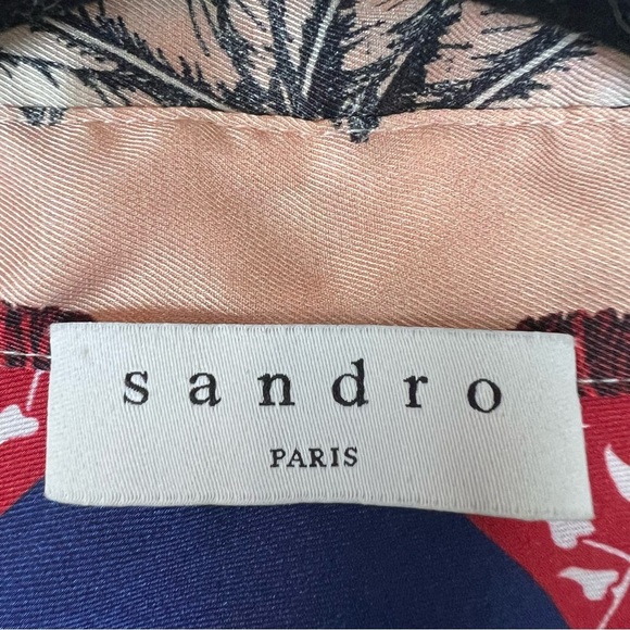 SANDRO Delfine printed twill and jacquard wide-leg jumpsuit Size 40 US 8 - Picture 6 of 10